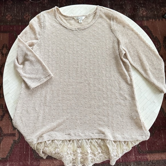 Krazy Kat Sz L Cream Open Knit Long Sleeve Lace Tunic Sweater Cottagecore Fairy - Picture 7 of 10
